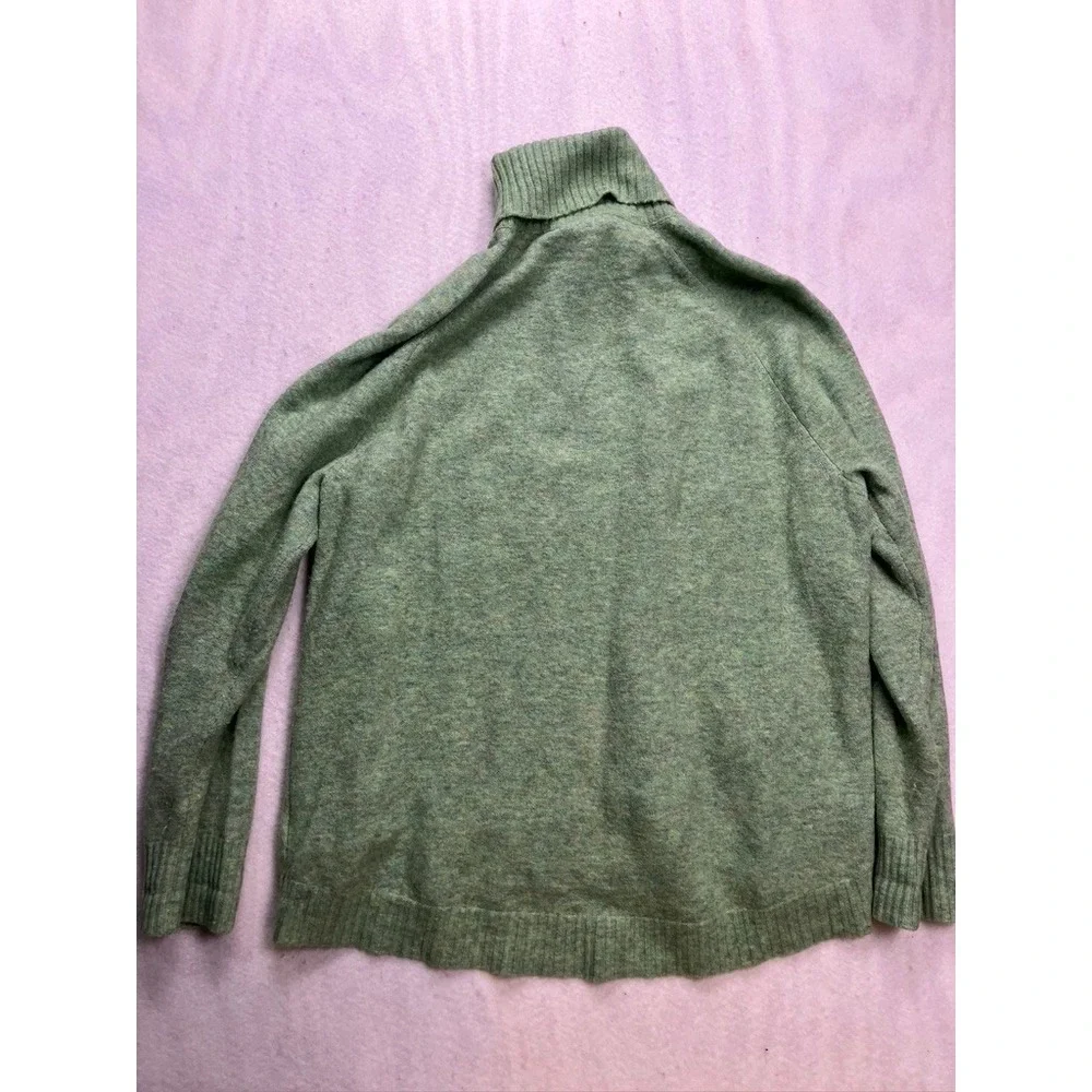J.Crew Turtleneck Sweater Women Large Green Wool Alpaca Blend Raglan